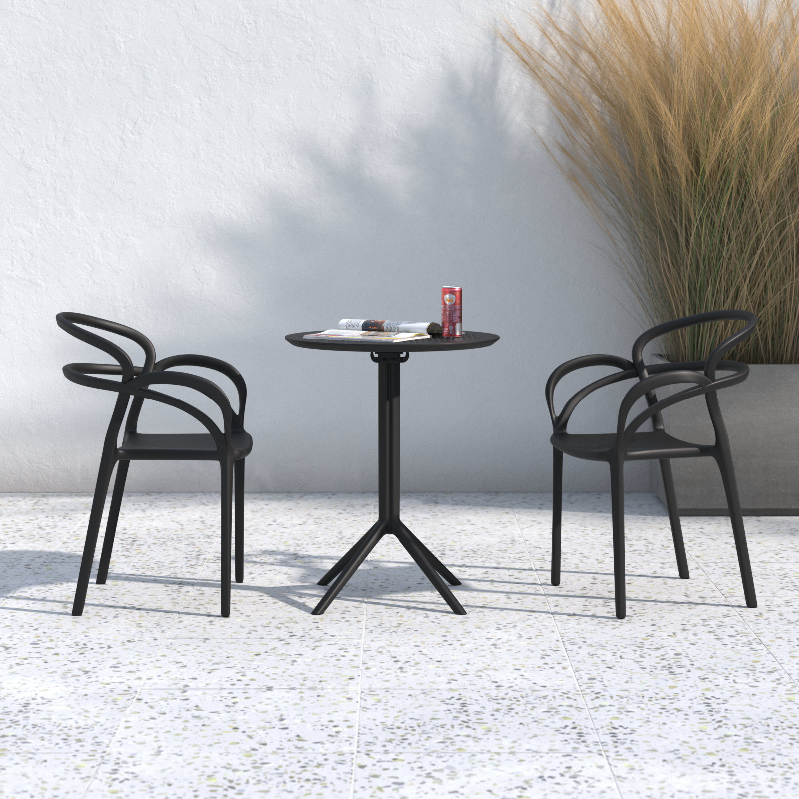 Farrah 24" Patio Bistro Set, Black