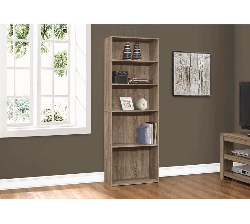 Bibliothèque transitionnelle à 6 niveaux avec tablettes ajustables, idéale pour le rangement au bureau et dans la chambre à coucher