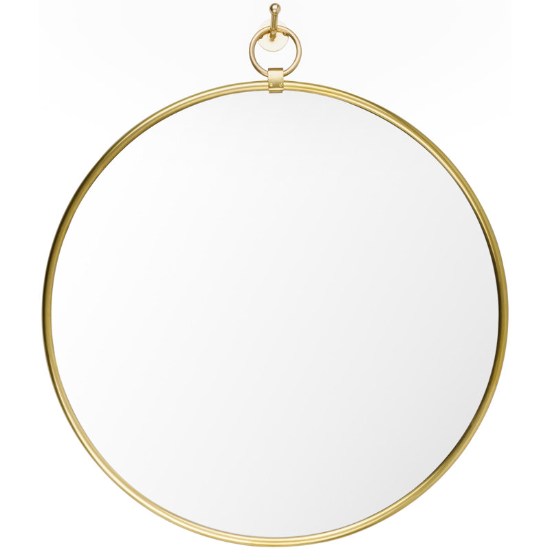 Globes Metal Flat Wall Mirror, 35.5" x 32", Gold