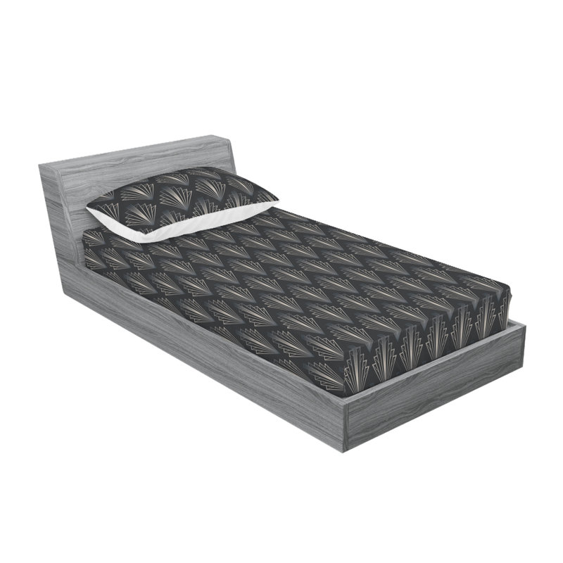 Drap-housse et taie décorative Ambesonne Abstract Concept 60s gris et brun clair