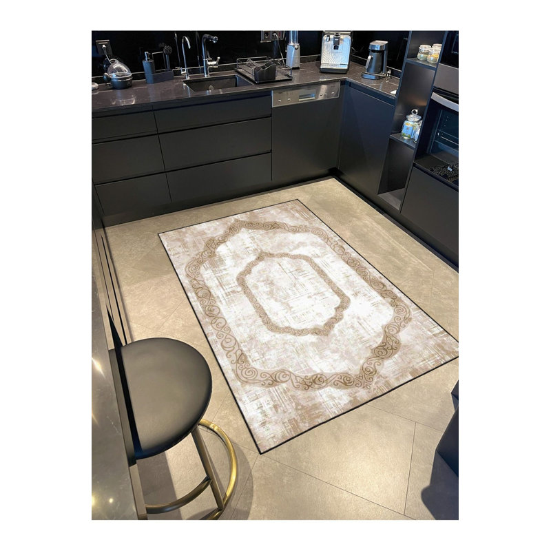 Tapis lavable à motifs géométriques abstraits, Sous-tapis carré 3 pi 3 po inclus