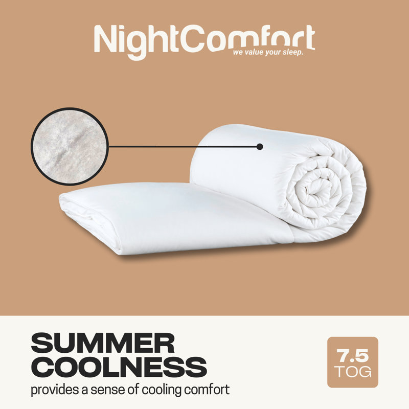 NightComfort Egyptian-Quality Cotton Anti-Allergy Summer Cool Season 7.5 Tog Duvet, Super King