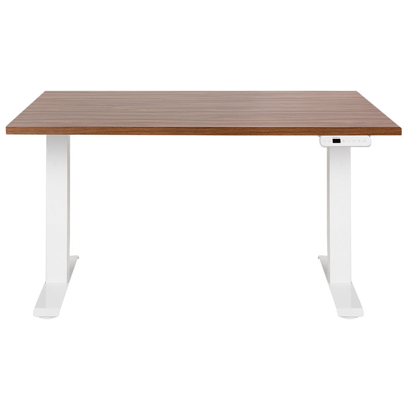 Luff Adjustable Metal Base Standing Desk, 128cm H x 120cm W x 72cm D, White, Brown