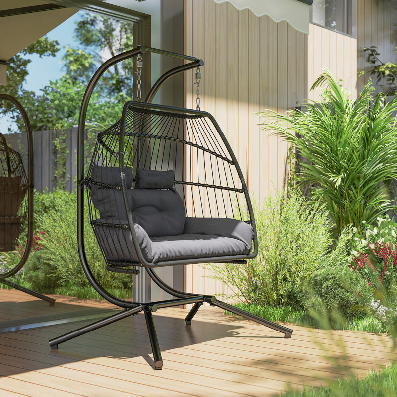 Chaise double à œufs suspendus, chaise hamac pliable, , Gris foncé
