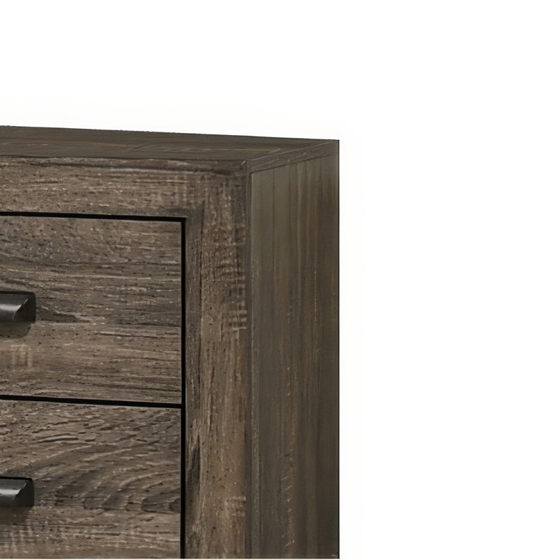 Ensemble de chambre à coucher double en bois brun avec ensemble de table de chevet et commode 3 pièces