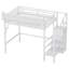 Structure de lit mezzanine simple avec escalier, tablettes et placard, métal blanc-28769725-28769723