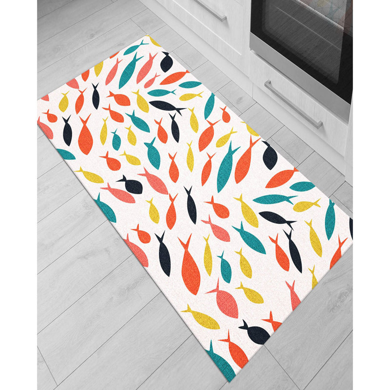 Tapis rectangulaire en polypropylène tissé à plat à la machine en blanc / bleu / rouge, Rectangle 2 pi 6 po x 4 pi 11 po