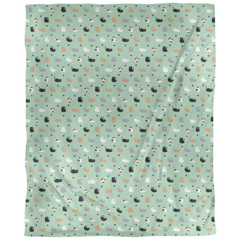Tissu pour chat, Vert et rose, L 60 po x l 36 po, Polyester filé