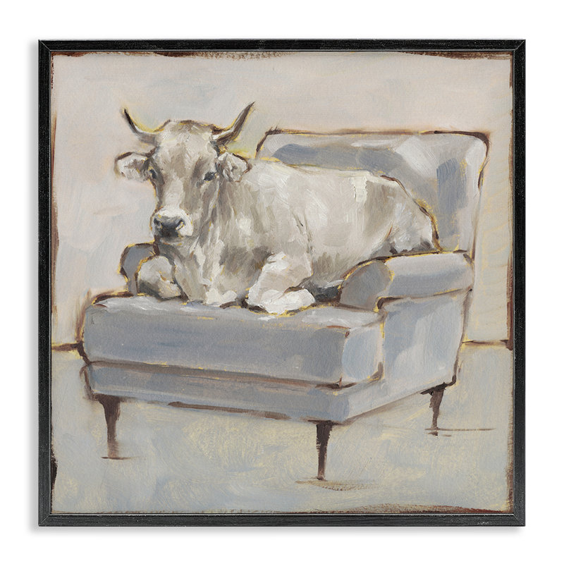 «Bétail sur canapé», estampe numérique, conception d'Ethan Harper, Giclée encadrée noir minuit, H 12 po x l 12 po