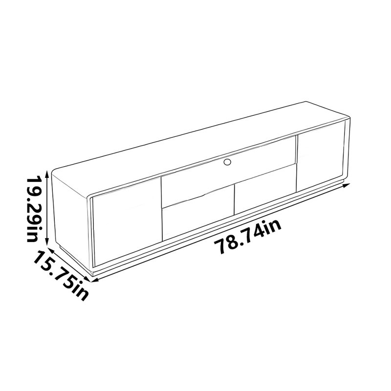 Meuble télé en bois de noyer noir, 78.74"