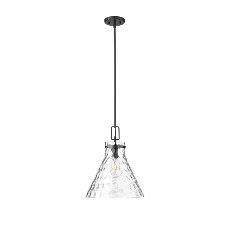 Luminaire suspendu conique à 1 lumière Kamaj, Noir mat
