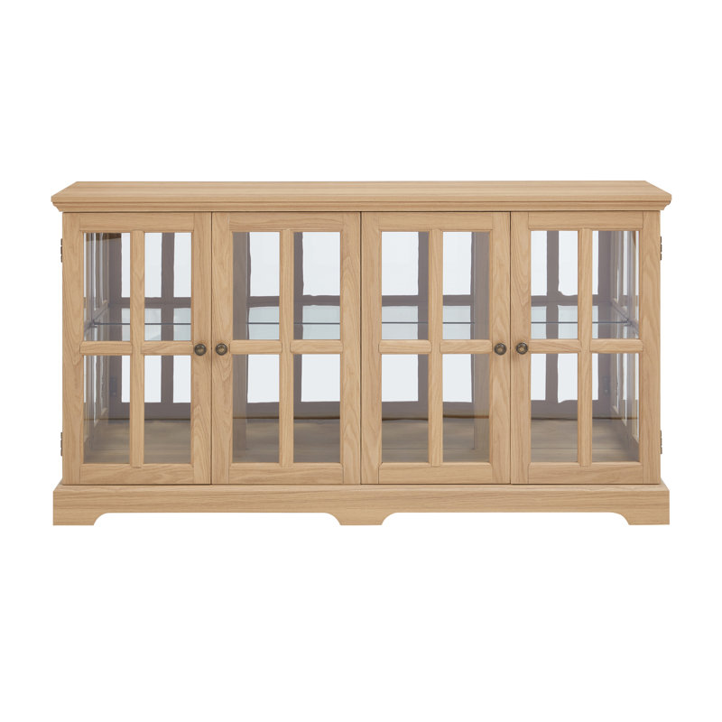 Buffet de 59 po de largeur avec portes en verre, Chêne