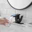 Robinet de salle de bain avec bec de cascade à changement de couleur à DEL 3 lumières, mélangeur d'eau chaude et froide à fixation sur le comptoir, robinet de lavabo noir-124464685