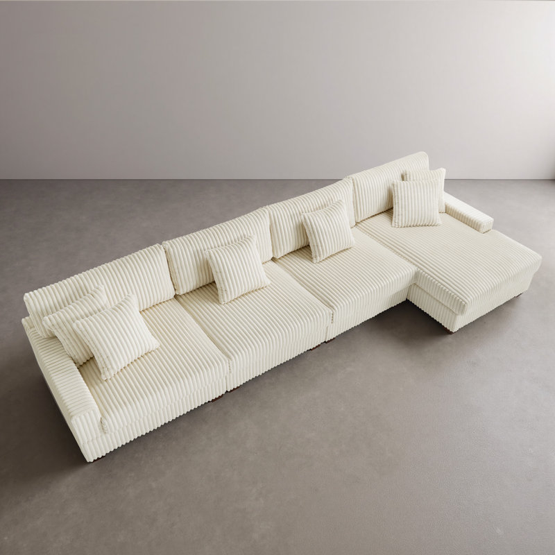 4 Seater Seating Component, White Faux Fur