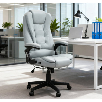 Fauteuil de bureau en microfibre de massage, fauteuil de bureau de massage vibrant avec chaleur et dossier inclinable