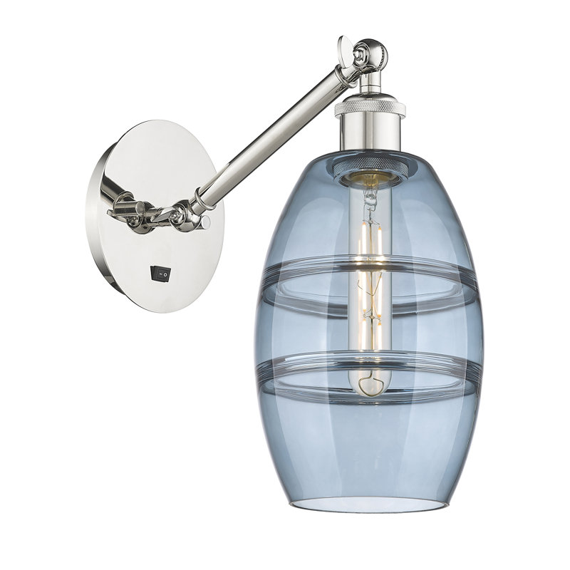 Dundrod Steel Armed Sconce, Princess Blue, Polished Nickel