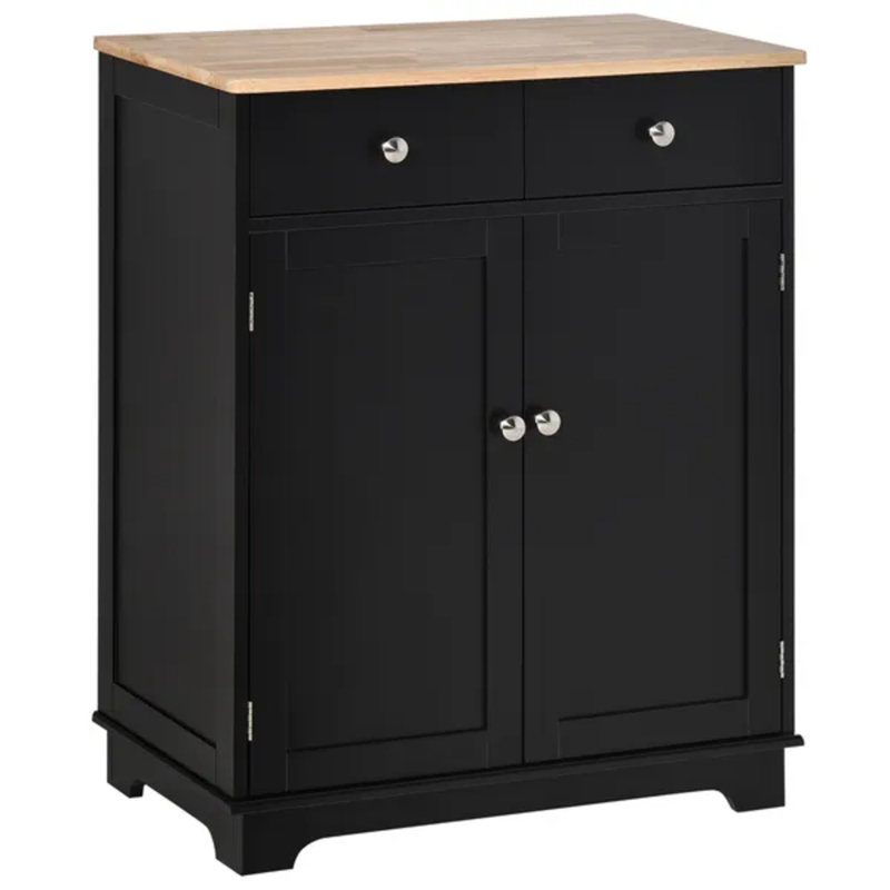 Buffet noir 2 portes avec tiroirs et tablettes réglables