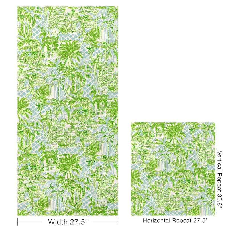 Lilly Pulitzer Palm Beach Wallpaper, Blue/Green