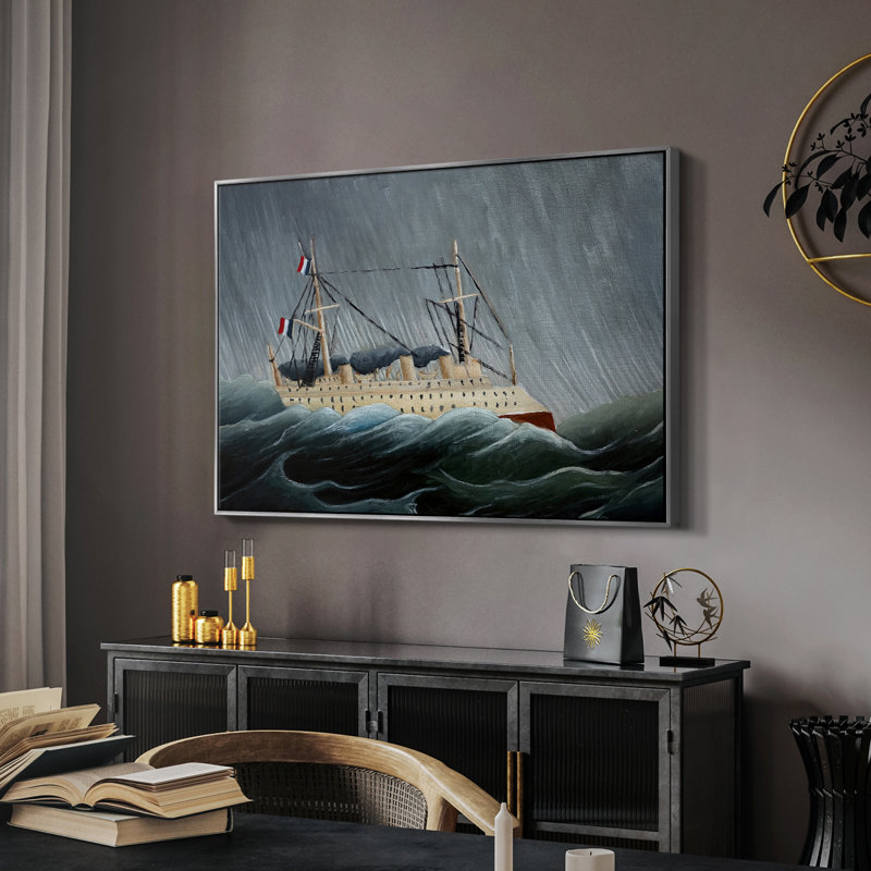 Un navire dans une tempête (Navire dans la tempête), v. 1899 - Henri Rousseau - Toile tendue avec châssis encadrée, 26 x 40