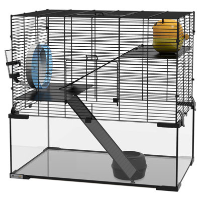 Spacious Multi-tier Steel Cage Ideal For Hamsters' Active Lifestyle In Small Animal Habitats