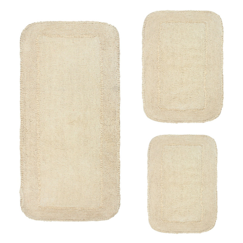 Tapis pour salle de bain 100% coton avec envers en latex Brunton Collection (ensemble de 5), Ivoire