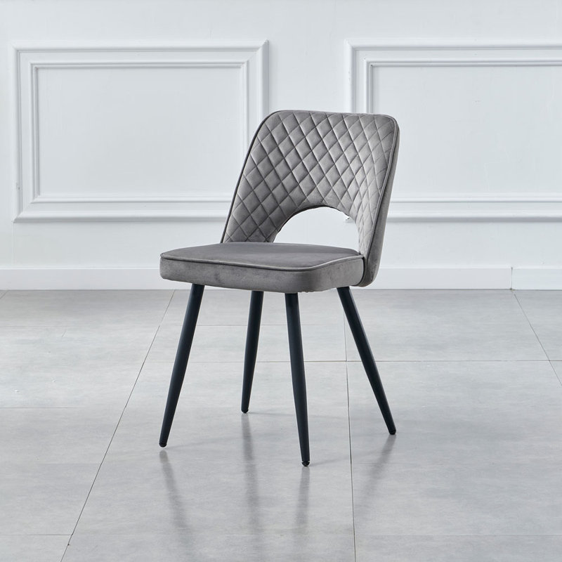 Asfand 50cm H Velvet Upholstered Side Chair, Grey
