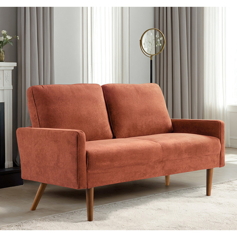 Canapé en velours avec touche moderne et rétro, Citrouille orange