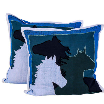 Appliqued Cotton Reversible Pillow Cover