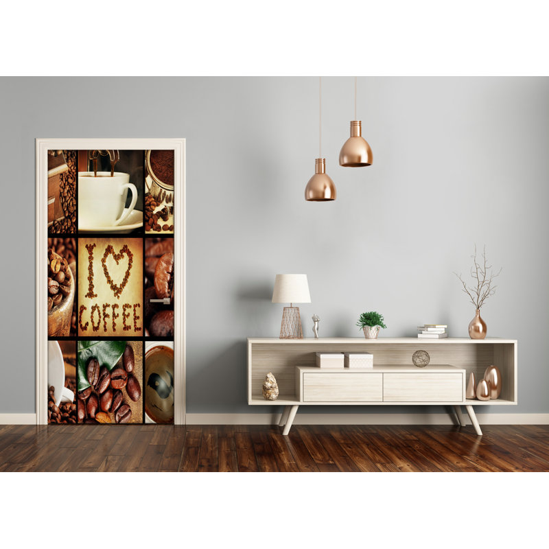 Home Coffee Collage Door Decal, 205cm H x 95cm W
