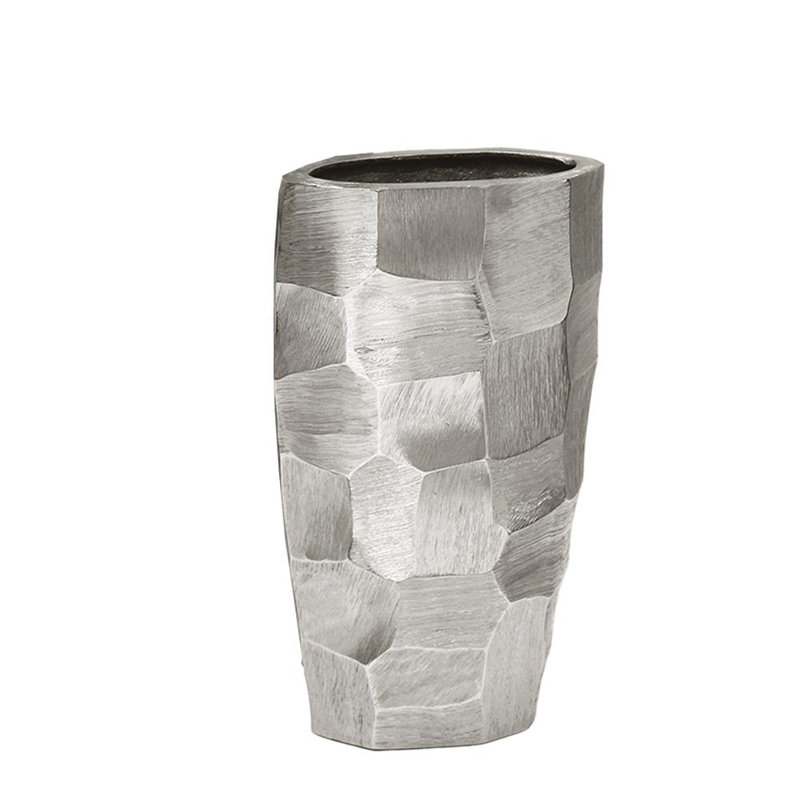 Orla Metal Table Vase, Silver, 13" H x 7.5" W x 3.5" D