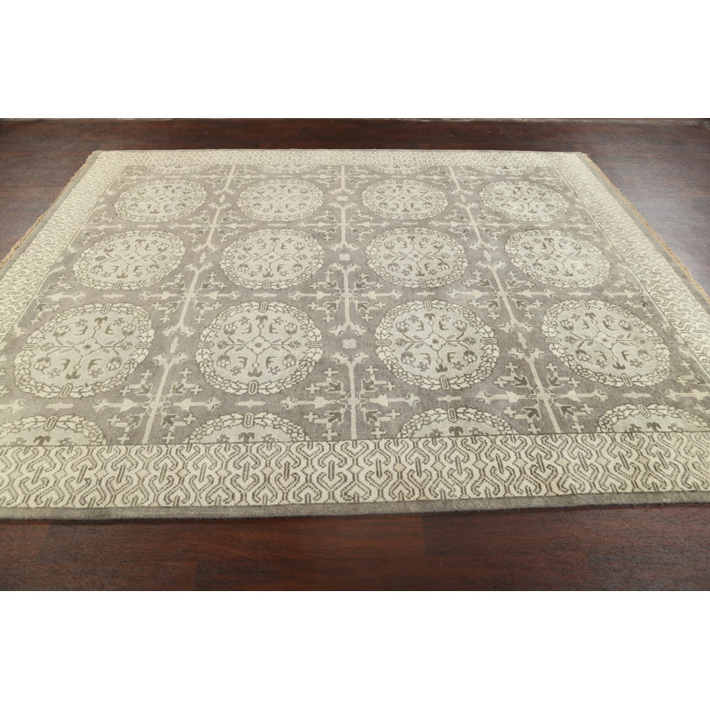 Tapis unique en laine noué à la main de style nouvel âge de 8 pi 2 po x 9 pi 10 po Oushak