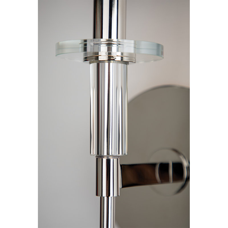 Polished Nickel Cylinder Sconce with Off-White Faux Silk Shade