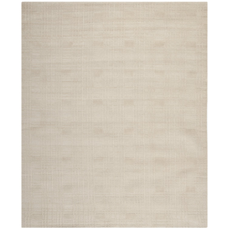 Tibetan Hand Knotted Wool & Silk Pile Geometric Rug