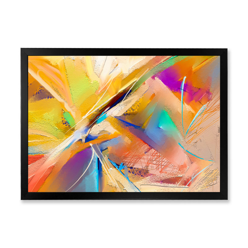 «Paintbursh Sunset Waves Impression», reproduction sur toile flottante, H 24 po x l 36 po x P 1 po, Cadre noir