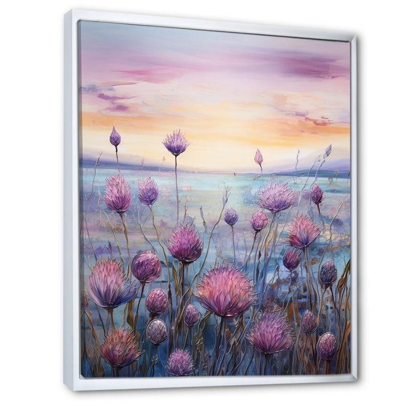 Minimalisme, chardon, nature, fluorescence III sur toile, H 32 po x l 24 po x P 1 po, Cadre flottant blanc