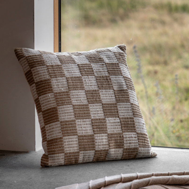 Winston Taupe Check Throw Cushion