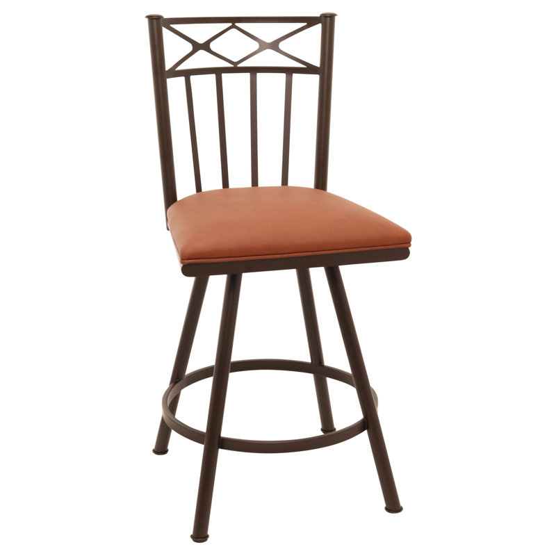 Sunnydale Lennix 26" Swivel Counter Stool, Molten Bronze Finish & Saddle Brown Leatherette
