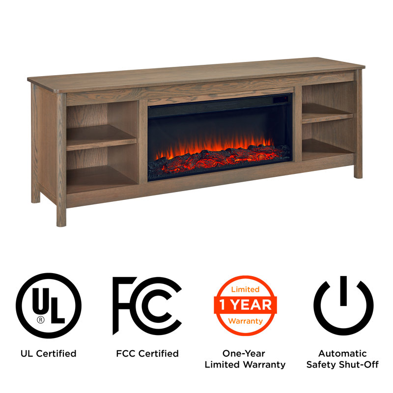Kells 81" Electric Fireplace TV Stand, Antique Oak