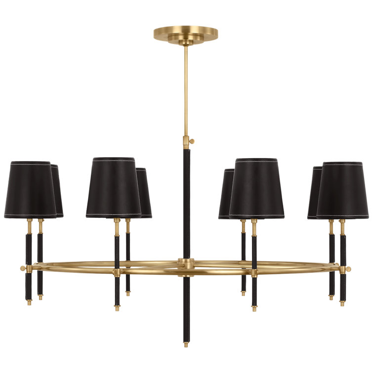 Bryant 8 - Light Solid Brass/Leather Chandelier by Thomas O'Brien