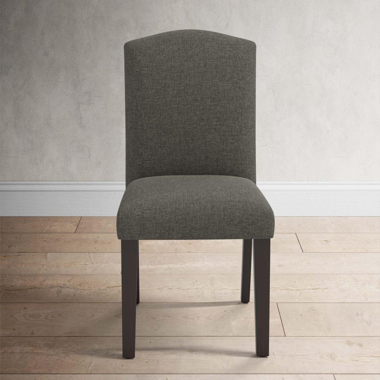 Estrela Upholstered Dining Chair, Zuma Charcoal Textured Linen, Espresso