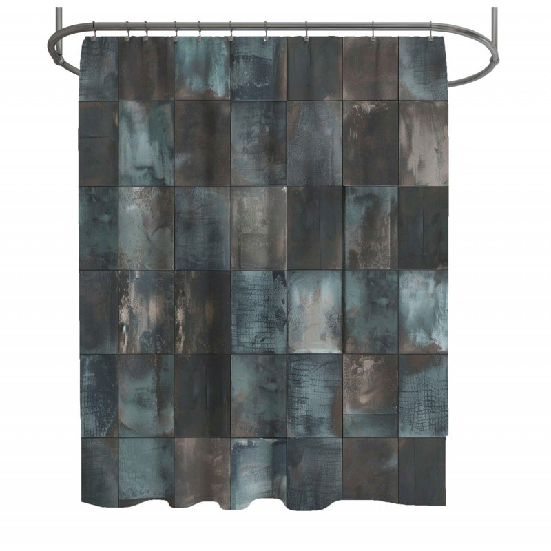 Delmus Checkered Shower Curtain, 83"H x 70"W