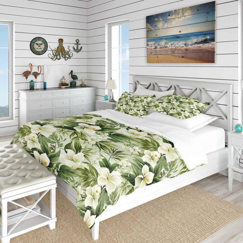 Minimalist Flora Tropical Pattern II - Ensemble de housse de couette tropical