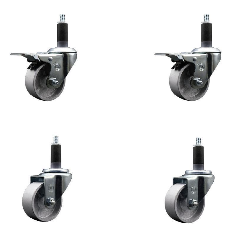Ensemble de roulettes semi-pivotantes 1-1 / 8 pouces semi-pivotantes avec 2 verrous