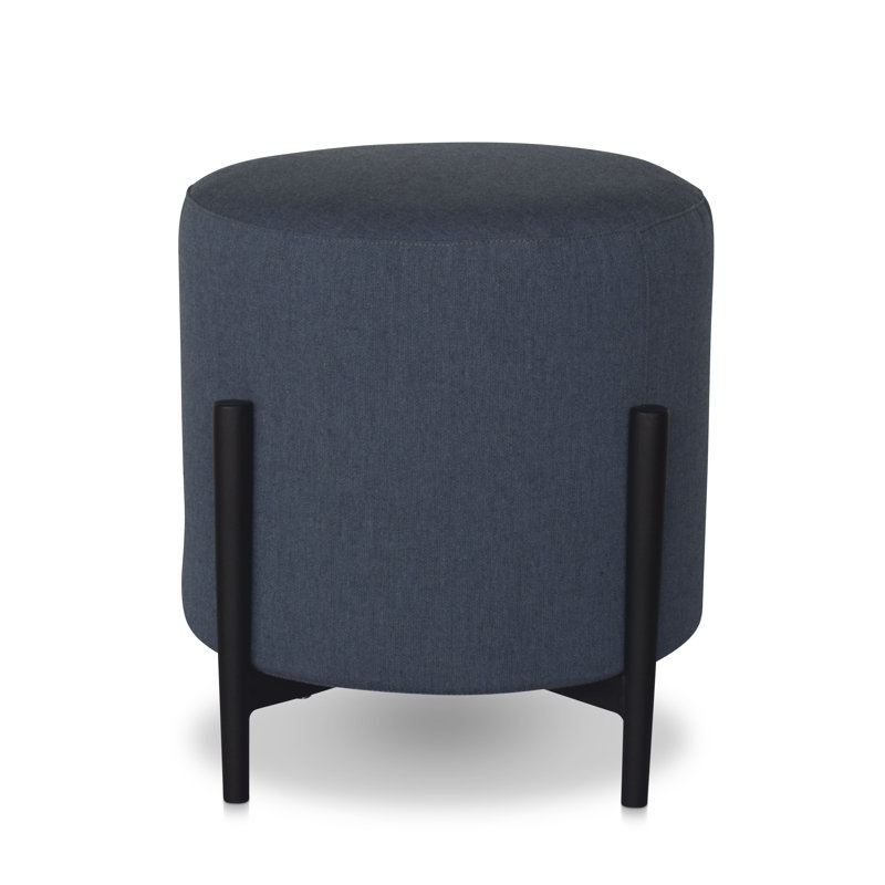 Talita Round Upholstered Outdoor Ottoman, Canvas Navy Sunbrella® Canvas