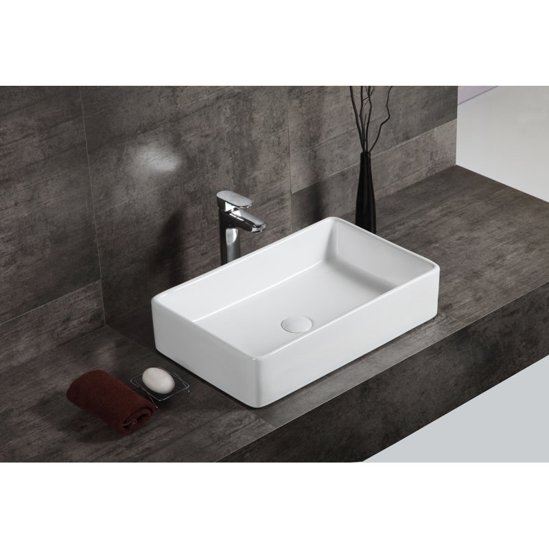 Wrought Studio™ Wolfeboro 14.5'' White Ceramic Rectangular Bathroom Sink