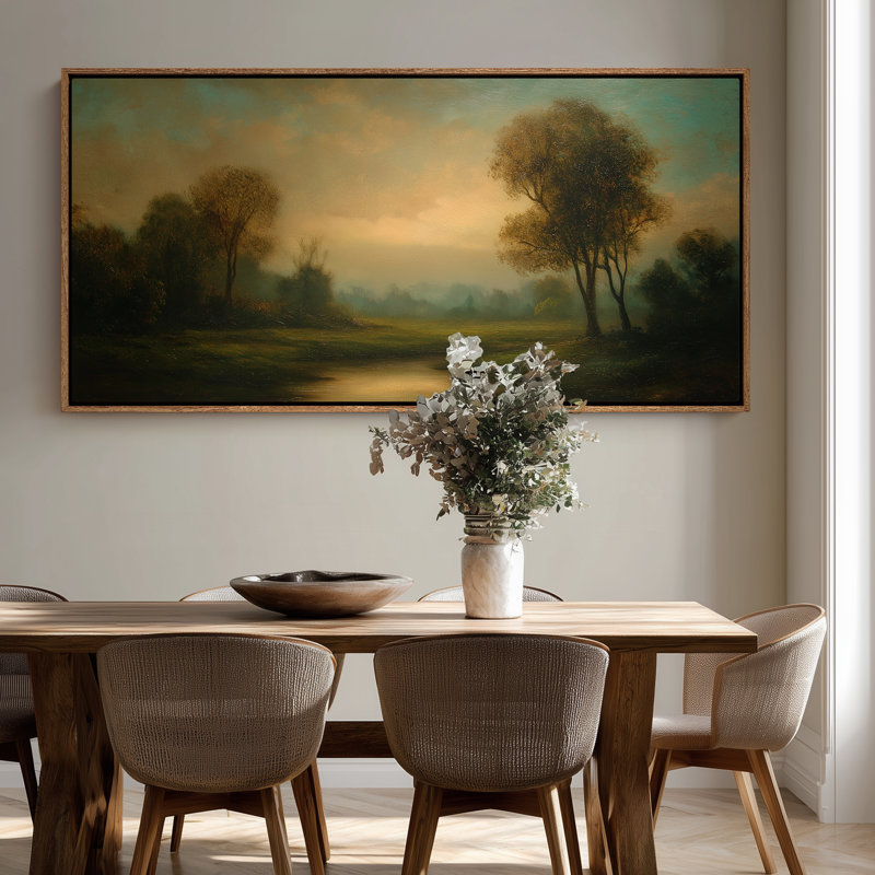 Impression sur toile encadrée, "Extra Large Warm Sunset Meadow Landscape Nature Scene", Naturel, H 30 po x l 60 po
