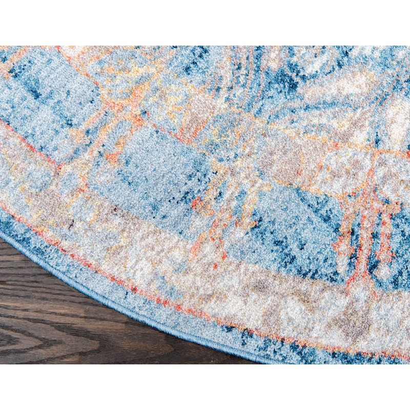 Tapis à motif oriental bord de mer Kingston, Rond 3 pi 3 po