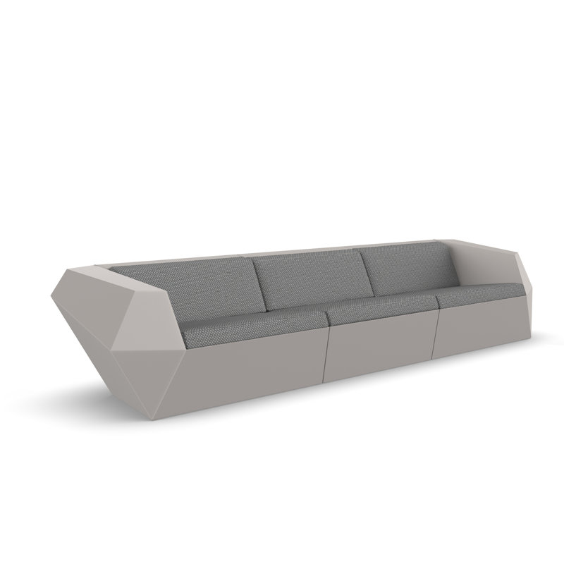 Faz 130.75" Wide Outdoor Patio Sofa with Cushions, Nautical Natural, Black