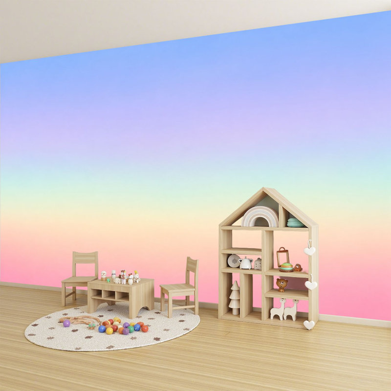 Murale auto-adhésive moderne pour la chambre à coucher Peel and Stick L 69 po x l 96 po avec imprimé dégradé coloré