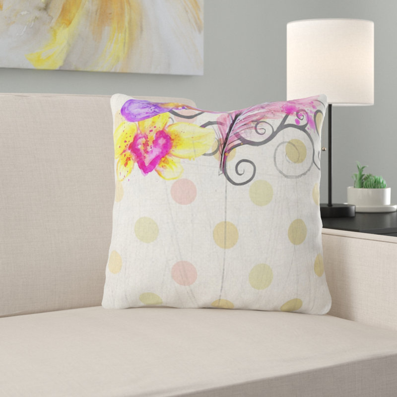 Coussin décoratif à points pois Mancia, Microsuède, Intérieur